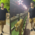 Filho de Faustão aparece passeando com tigre, e web brinca: 'Andar mais que tenso'
