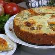 Torta com massa de creme de leite e milho-verde lowcarb para substituir a pizza