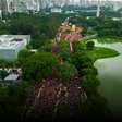 Imagens aéreas mostram multidão nas ruas de SP durante o pré-carnaval de Ivete