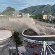 Incêndio destrói parte do Velódromo do Parque Olímpico, no Rio de Janeiro