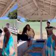 Vaca dá cabeçada em Nicole Bahls, que é derrubada e cai em bebedouro na fazenda
