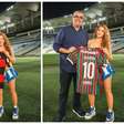 Shakira visita o Maracanã e ganha camisas do Flamengo e Fluminense