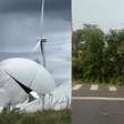 Turbina de parque eólico cai durante vendaval na fronteira entre Brasil e Uruguai