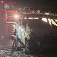 Carro de zagueiro do Grêmio pega fogo após acidente na BR-290