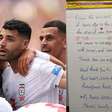 Após empate, Irã deixa carta em vestiário da Copa e pede por paz entre as nações: 'Partimos com dignidade'
