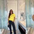 'Basiquinha de hoje': Bruna Biancardi usa camisa do Neymar com dedicatória para jogo contra o Japão