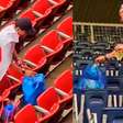 Torcedores japoneses recolhem lixo no estádio após derrota para o Brasil em Houston