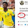 Tuite feito por Vini Jr. há dois anos viraliza novamente por coincidência com final da Copa: 'Sinal que o hexa vem'