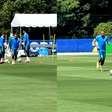 Neymar aparece descontraído em treino, brinca com Danilo e dá show de habilidade com a bola