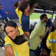 Familiares e amigos de Vini Jr. fazem festa a caminho do estádio para Brasil x Noruega