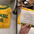 Cliente recebe camisa do Brasil após eliminação com carta da loja pedindo para não devolver
