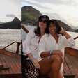 Rebeca Andrade e amiga aparecem com anéis iguais durante passeio de barco