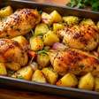 Frango assado com batata: receita saudável, prática e cheia de sabor para o dia a dia