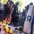Queima de bandeiras dos EUA e Israel marca homenagem às vítimas dos terremotos na Venezuela