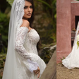 Vestido de noiva com renda, mangas longas e cauda volumosa: Isabella Arantes rouba a cena em casamento com Gabriel Medina prestigiado por Neymar e Bruna Biancardi; fotos