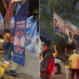 Apoiadores de Tarcísio levam bandeiras a debate; saiba o que diz a lei sobre propaganda eleitoral antecipada