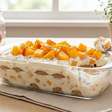 Pavê de pêssego fit: receita rápida, cremosa e sem forno