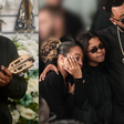A emoção de Dudu Nobre no velório musical da mãe: consolado pelas filhas, Olívia e Thalita, cantor toca cavaquinho e bebe vinho em última homenagem