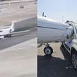 Carro invade pista e bate em jato particular no aeroporto de Milão; veja