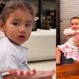 Filha de Bruna Biancardi e Neymar entra em desespero ao comer cebola roxa crua: 'Nossa'