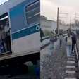 Passageiros caminham pelos trilhos após descarrilamento na Linha 8-Diamante