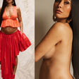 Grávida e poderosa! Sabrina Sato faz topless, exibe barrigão e surge com top laranja e saia vermelha de quase R$ 30 mil; veja fotos