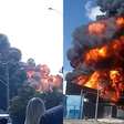 Incêndio de grandes proporções atinge fábrica em Guarulhos e forma coluna de fumaça