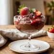 Mousse fit de chocolate com calda de morango: cremosa e fácil