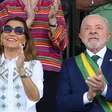 Janja da Silva usa vestido bordado à mão de marca brasileira de R$ 2.360 em desfile de 7 de Setembro
