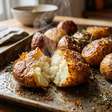 Antes de levar a batata ao forno, cozinhe com uma pitada de bicarbonato: o passo ajuda a criar uma casquinha muito mais crocante e um interior macio