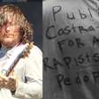 Frank Iero (My Chemical Romance) defende castração de pedófilos em camiseta