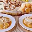 Chico balanceado com banana, um creme incrível e cobertura de merengue, uma sobremesa divina