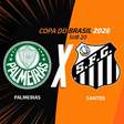 Palmeiras x Santos: onde assistir, escalações e arbitragem