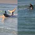 "Recusei-me a desistir dele": mergulhadora relata resgate de 2 horas de tubarão encalhado no mar