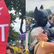 Ato em favor de Flávio Bolsonaro tem 'Caixão do PT' e 'Batman Bolsonarista' no Rio de Janeiro