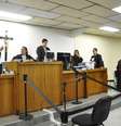 Julgamento de Bola começou por volta das 9h30 desta segunda-feira no Fórum de Contagem  Foto: Renata Caldeira/TJ-MG / Divulgação