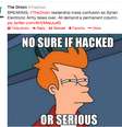 Imagem mostra tuíte feito pela conta do The Onion em que os hackers brincam com a situação  Foto: Reprodução