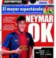 <p>Capa do <em>Mundo Deportivo</em> relata o acerto entre Santos e Barcelona por Neymar</p>  Foto: Reprodução