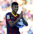 <p>Neymar se emocionou em sua primeira entrevista no Barcelona</p>  Foto: AFP