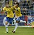 Oscar comemora depois de abrir o placar para o Brasil em amistoso contra a França  Foto: Ricardo Matsukawa / Terra