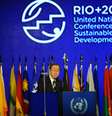 O secretário-geral da Organização das Nações Unidas (ONU), Ban Ki-moon, durante cerimônia de encerramento da Rio+20  Foto: Agência Brasil
