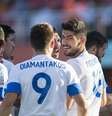 Jogadores da Grécia comemoram gol na vitória sobre o México  Foto: AP