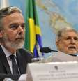 <p>Os ministros Patriota e Amorim em audiência no Congresso</p>  Foto: José Cruz / Agência Brasil