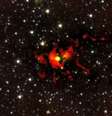 <p>Imagem obtida pelo telescópio Alma revela embrião de uma estrela considerada "monstruosa"</p>  Foto: ALMA (ESO/NRAJ/NRAO)/NASA/Spitzer/JPL-Caltech/GLIMPSE / Divulgação