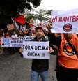 <p>Manifestantes, a maioria metalúrgicos, fazem protesto na zona sul da capital</p>  Foto: Fernando Borges / Terra