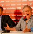 <p>Juvenal Juvêncio falou bastante durante a apresentação de Paulo Autuori</p>  Foto: Sergio Barzaghi / Gazeta Press