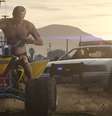 Esperado para 19 de setembro no Brasil, com legendas em português, 'GTA V' teve 12 novas imagens divulgadas pelas Rockstar. As novas fotos apresentam cenas de perseguição na cidade de Los Santos, que será maior que os mapas de 'GTA San Andreas', 'GTA 4' e' Red Dead Redemption' juntos, com fugas com helicópteros, carros e quadriciclos  Foto: Divulgação