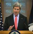 O secretário de Estado americano, John Kerry, em pronunciamento à imprensa sobre a crise egípcia  Foto: AP