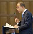 Ban Ki-moon faz pronunciamento em Haia, na Holanda  Foto: Reuters