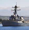 Destróier americano USS Gravely, na costa da Grécia  Foto: AFP